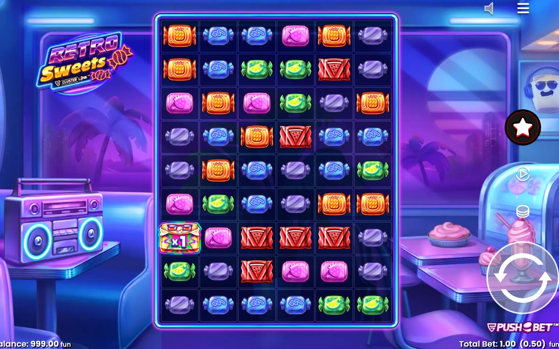 Cluster Link grid with candies in the base game