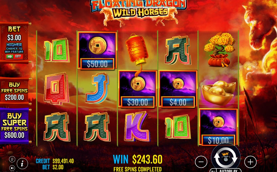 Win payout shown on a winning payline